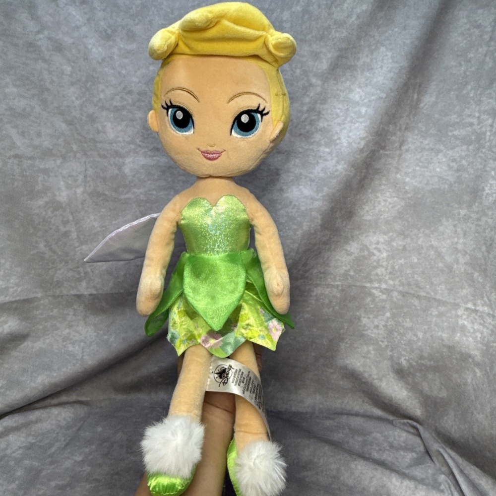Disney Store Official Tinker Bell Plush Doll Pom Pom Shoes - Peter Pan 15 3/4"